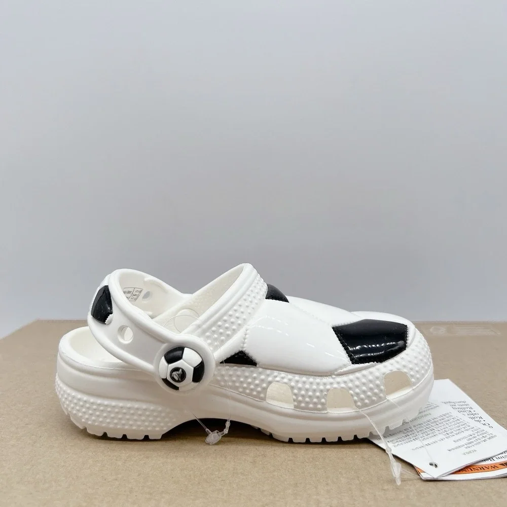 Crocs Classic Sports Kid's Soccer Clogs White Black Size C 7